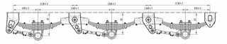 American Tridem Mechinical suspension 11T * 3 Grade avec ressort à 8 lames (plaque à ressort 13 * 75)